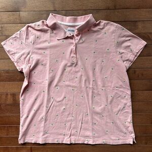 Basic Editions Women’s Pink Polo Shirt with Pineapples Size XXL
